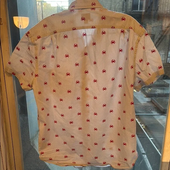 Striped Short Sleeve Shirt with Red Accents - Picture 3 of 4